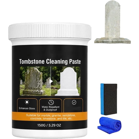 Tombstone Cleaning Paste, Headstone Cleaner for Graves, Effectively Removes Stains and Grime, Gentle Care Formula, For Gravestones, Monuments (1PCS)