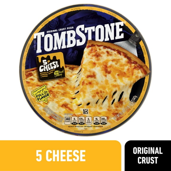Tombstone Five Cheese, Original Thin Crust Pizza with Zesty Tomato Sauce, 19.3 oz (Frozen)