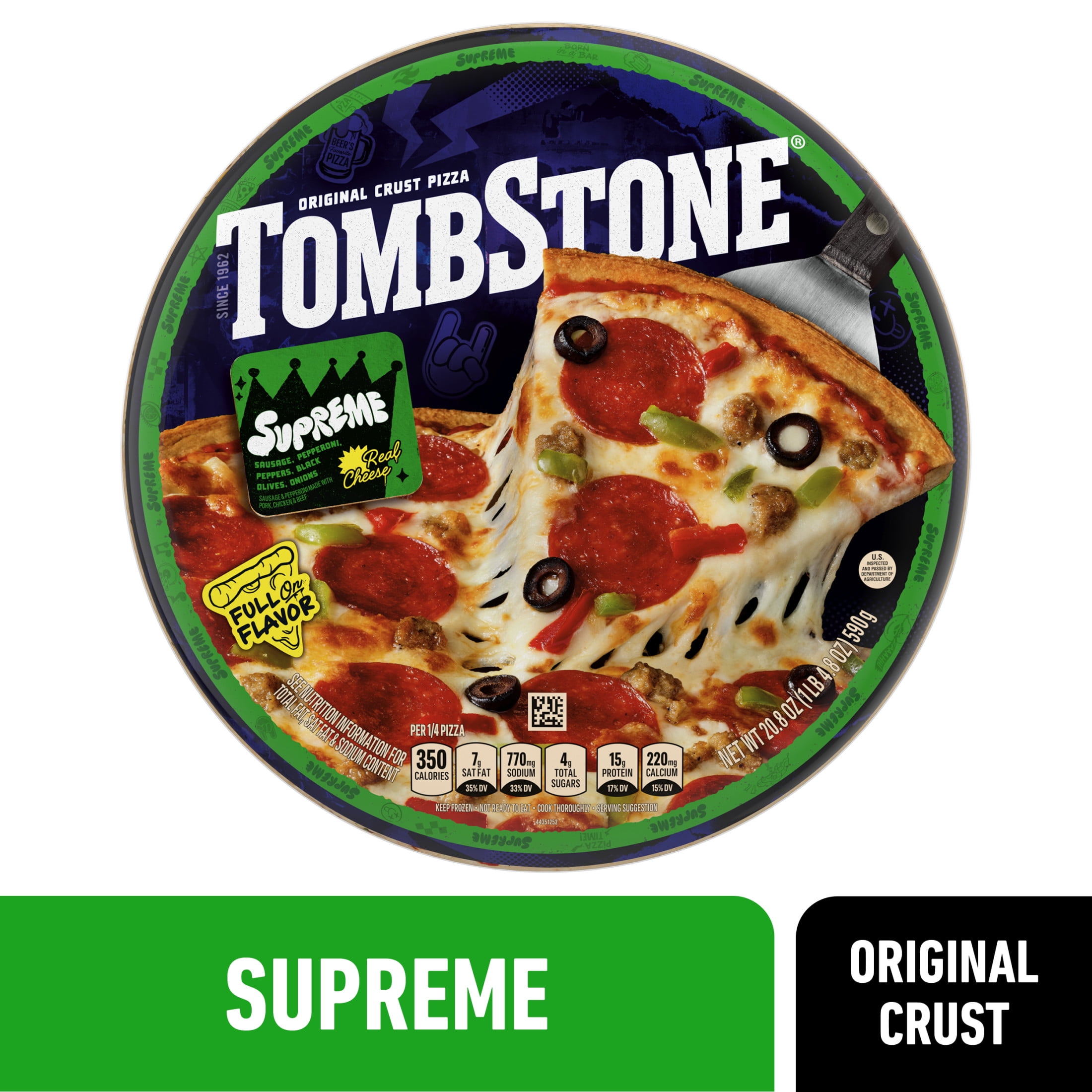 Tombstone Supreme Meat and Veggie, Original Thin Crust Pizza withZesty Tomato Sauce, 20.8 oz (Frozen)