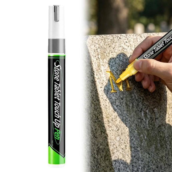 Tombstone Marker Pen, Golden Tombstone Marker Pen for Restoring Faded Grave Inscriptions, Waterproof Stone Touch-up Pen, Strong Coverage