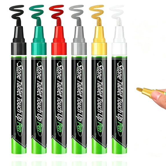 Tombstone Marker Pen, Golden Tombstone Marker Pen for Restoring Faded Grave Inscriptions, Waterproof Stone Touch-up Pen, Strong Coverage