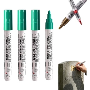 Tombstone Marker Pen For Restoring Faded Grave Inscriptions,4 Pack Waterproof Permanent Oil Based Paint Marker Pens- Metallic, Quick Drying Marker for Metal, Rock, Wood, Plastic, Glass, Rubber