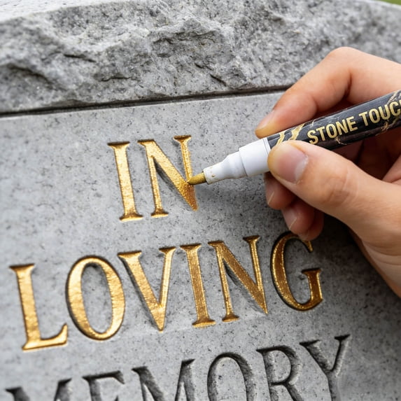 Tombstone Marker Pen, Restoring Faded Grave Inscriptions Waterproof Touch-up Pen Strong Coverage Ideal For Gravestone Lettering And Memorial