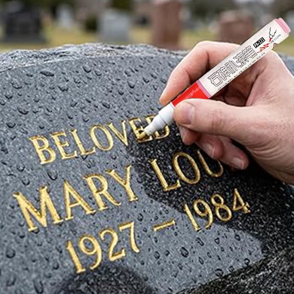 Tombstone Marker Pen, Waterproof Stone Touch Up Pen for Headstone Inscription Restoration, Strong Coverage Paint Pens for Gravestone Lettering and Memorial Inscriptions (Red)