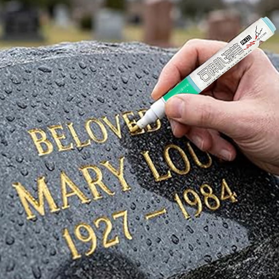 Tombstone Marker Pen, Waterproof Stone Touch Up Pen for Headstone Inscription Restoration, Strong Coverage Paint Pens for Gravestone Lettering and Memorial Inscriptions (Green)