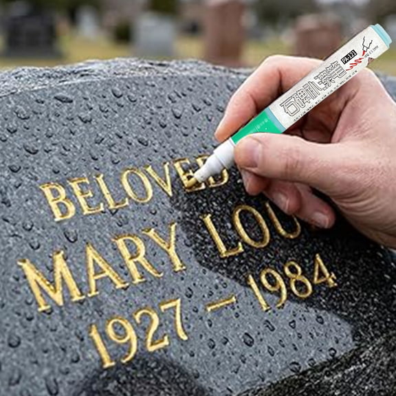 Tombstone Marker Pen, Waterproof Stone Touch Up Pen for Headstone Inscription Restoration, Strong Coverage Paint Pens for Gravestone Lettering and Memorial Inscriptions (Green)