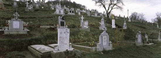 Tombstone in a cemetery Saxon Church Biertan Transylvania Mures County Romania Canvas Art - Panoramic Images (36 x 13)