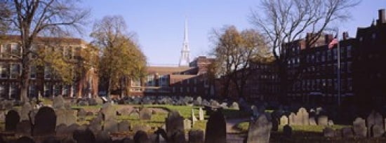 Tombstones in a cemetery Copps Hill Burying Ground Freedom Trail Boston Massachusetts USA Canvas Art - Panoramic Images (30 x 12)