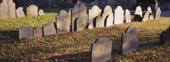 Tombstones in a cemetery Copps Hill Burying Ground Freedom Trail Boston Massachusetts USA Canvas Art - Panoramic Images (36 x 13)