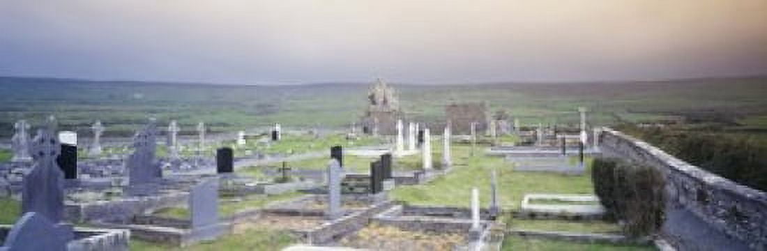 Tombstones in a cemetery Poulnabrone Dolmen The Burren County Clare Republic of Ireland Canvas Art - Panoramic Images (18 x 6)