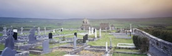 Tombstones in a cemetery Poulnabrone Dolmen The Burren County Clare Republic of Ireland Canvas Art - Panoramic Images (36 x 12)