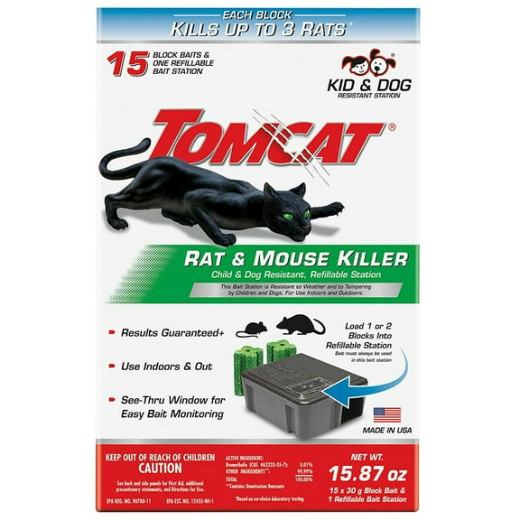 Tomcat 0370910 Rat & Mouse Killer with 1-Rat Station & 15-30 gm Blocks, Each