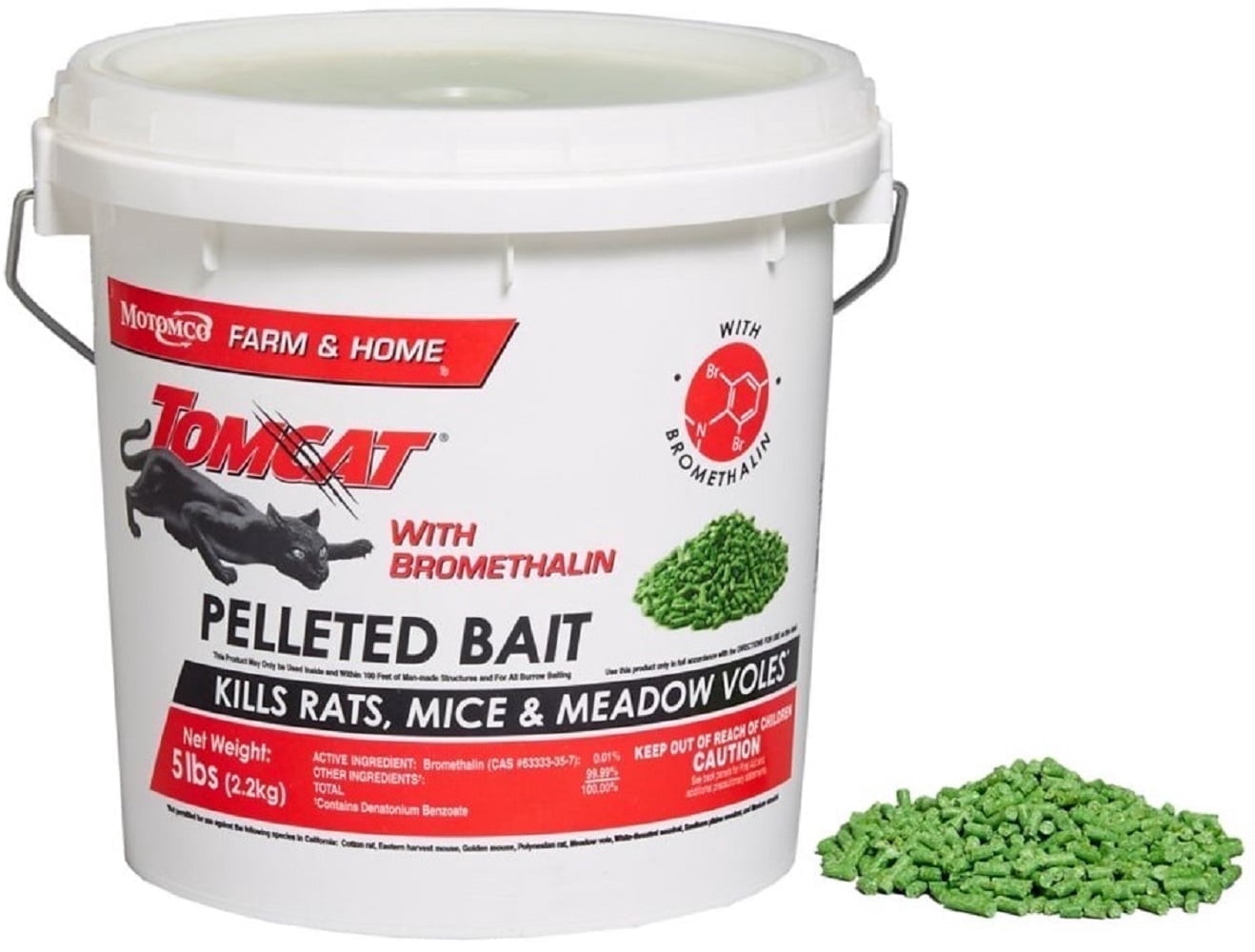 Tom Cat Rodent Killer Pellets 5lb Indoor Outdoor Bait with Bromethalin ...