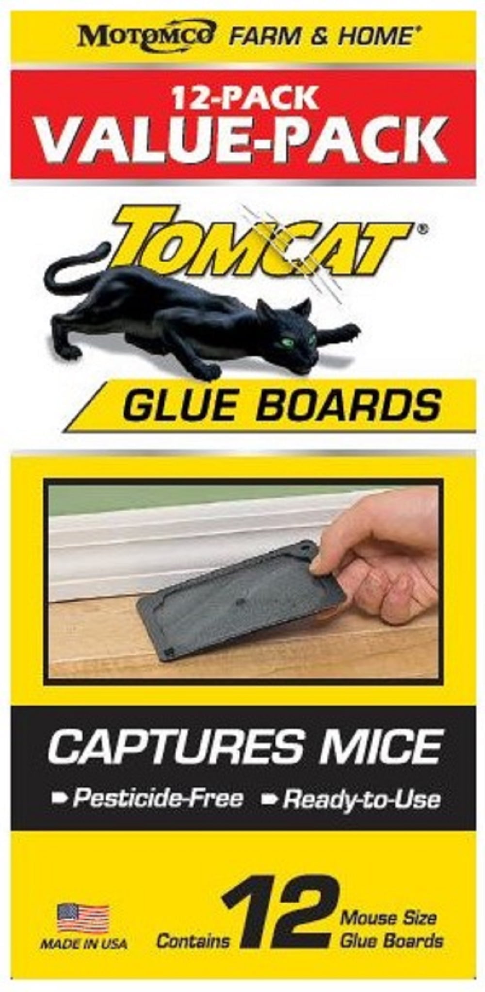 Tomcat 32406 Indoor and Outdoor Mouse Glue Boards Disposable 12 Pack