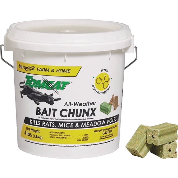 Tomcat 32444 Indoor and Outdoor All-Weather Rodent Block Bait 4lb Chunx 1oz Tick
