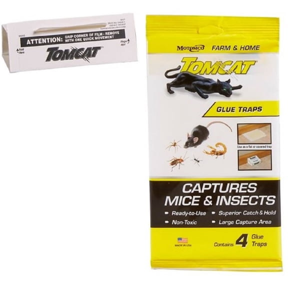 Tomcat 32509 Indoor and Outdoor Rodent and Insect Glue Traps 4 Pack