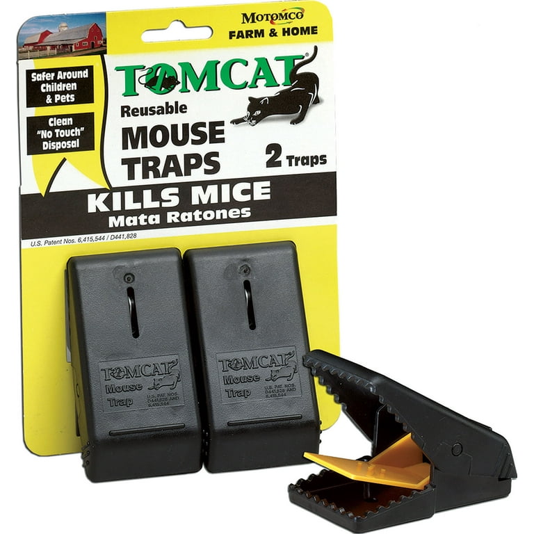 Tomcat 33500 Indoor and Outdoor Mouse Snap Traps Reusable Plastic Black 