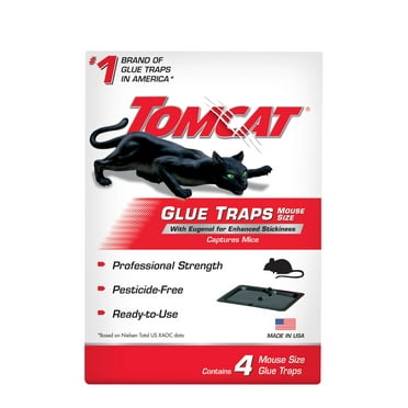 Tomcat Glue Traps Mouse Size with Eugenol for Enhanced Stickiness, 4 Pack