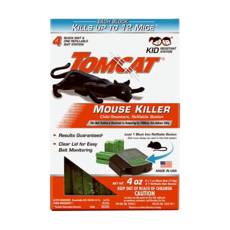 Tomcat Mouse Killer Child & Dog Resistant, Refillable Station With 4 1-oz. Refills