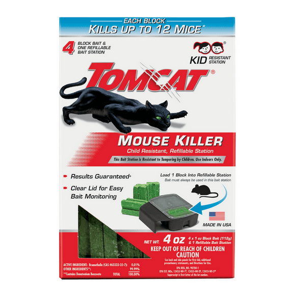 Tomcat Mouse Killer Child Resistant, Refillable Station and Refills