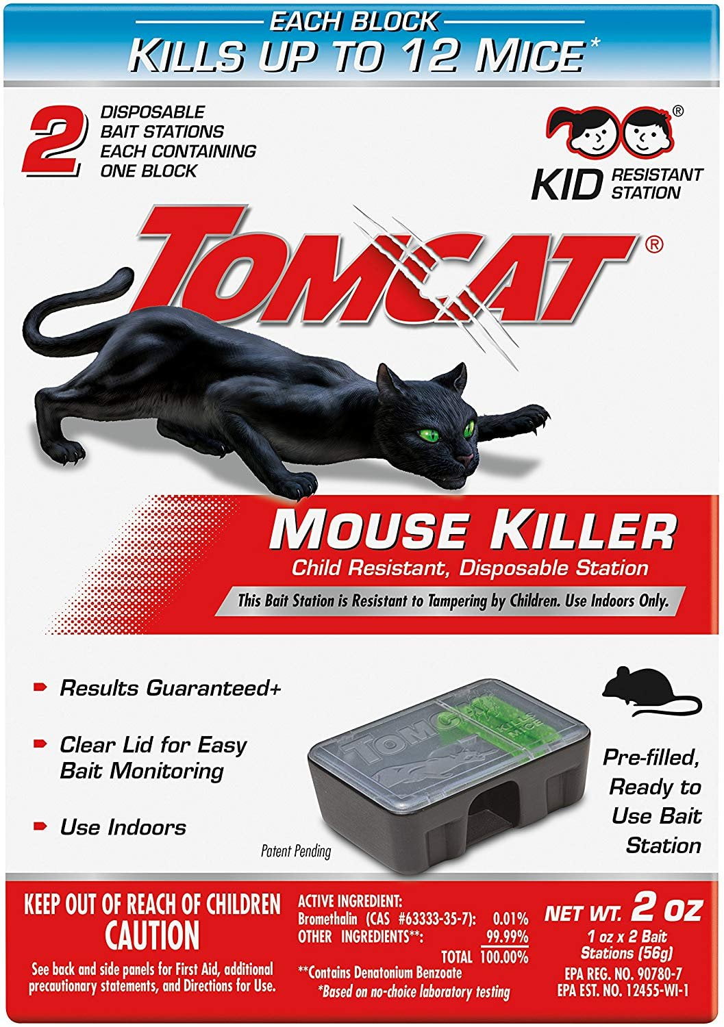 Tomcat Mouse Killer, Child Resistant, Disposable Station - 4 - 1 oz x 4 (112 g) bait stations [4 oz]
