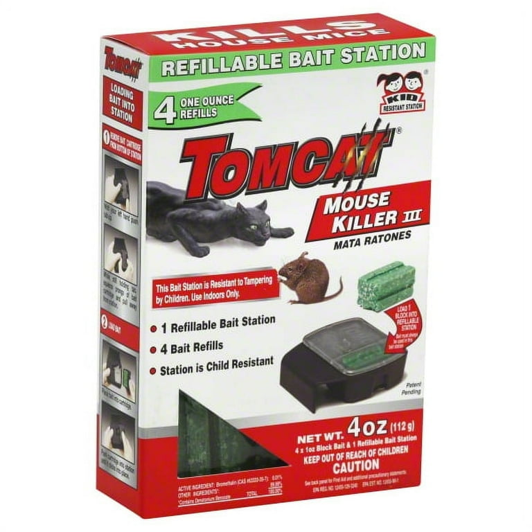 1170273 Mouse Killer 3 Refillable Bait Station for Indoor Use - 8 oz