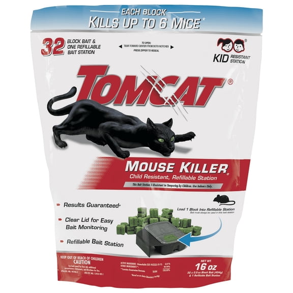 Tomcat Mouse Killer(e) Child Resistant, Refillable Station With 32 0.5-oz. Refills