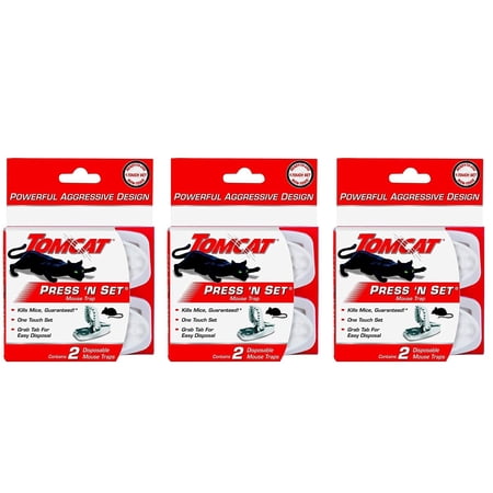 Tomcat Press 'N Set Mouse Trap, 3 Pack - 6 Traps Total