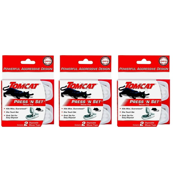 Tomcat Press 'N Set Mouse Trap, 3 Pack - 6 Traps Total