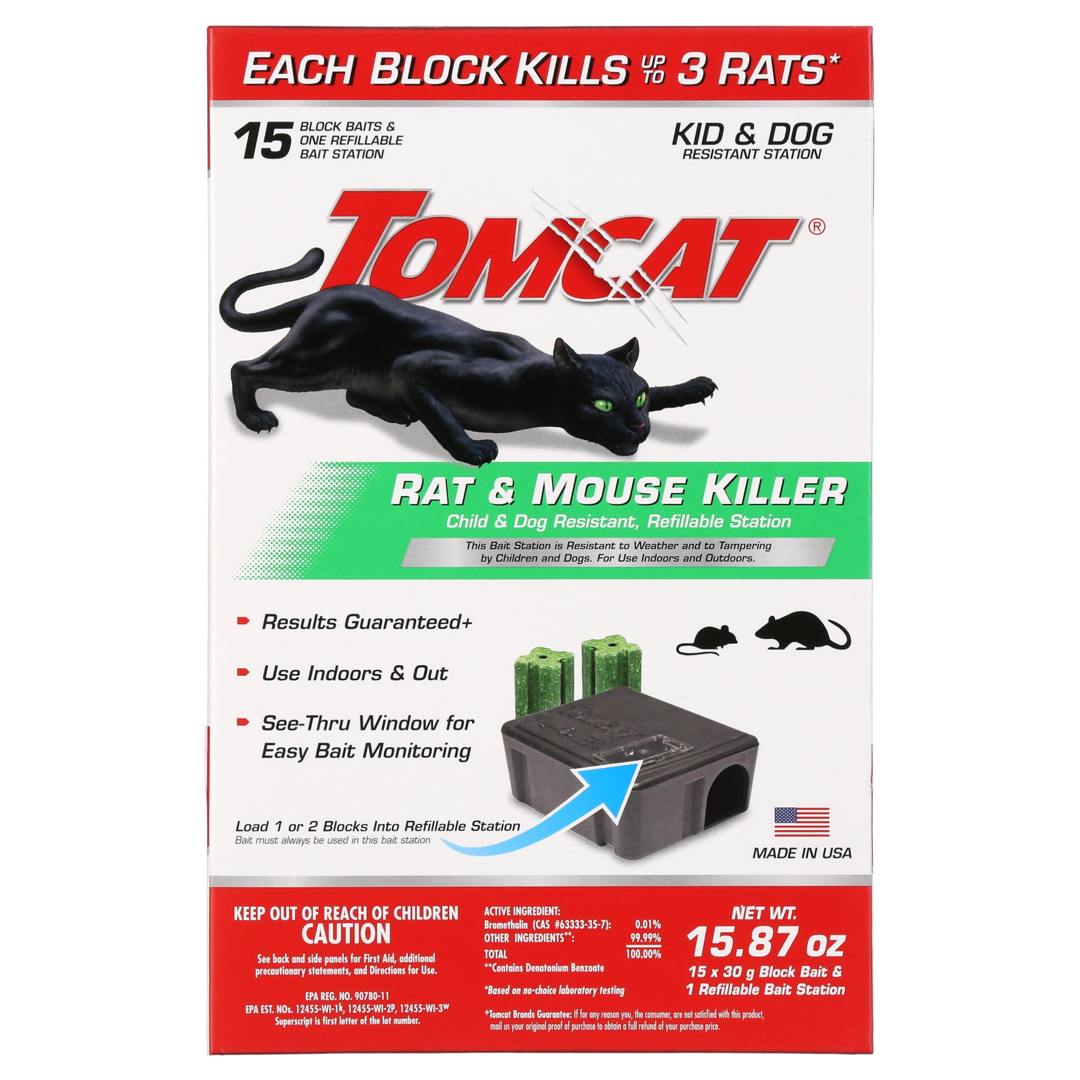 Tomcat Mouse Killer Child & Dog Resistant, Refillable Station, 1 Station  and 16 Poison Refills (2-Pack)