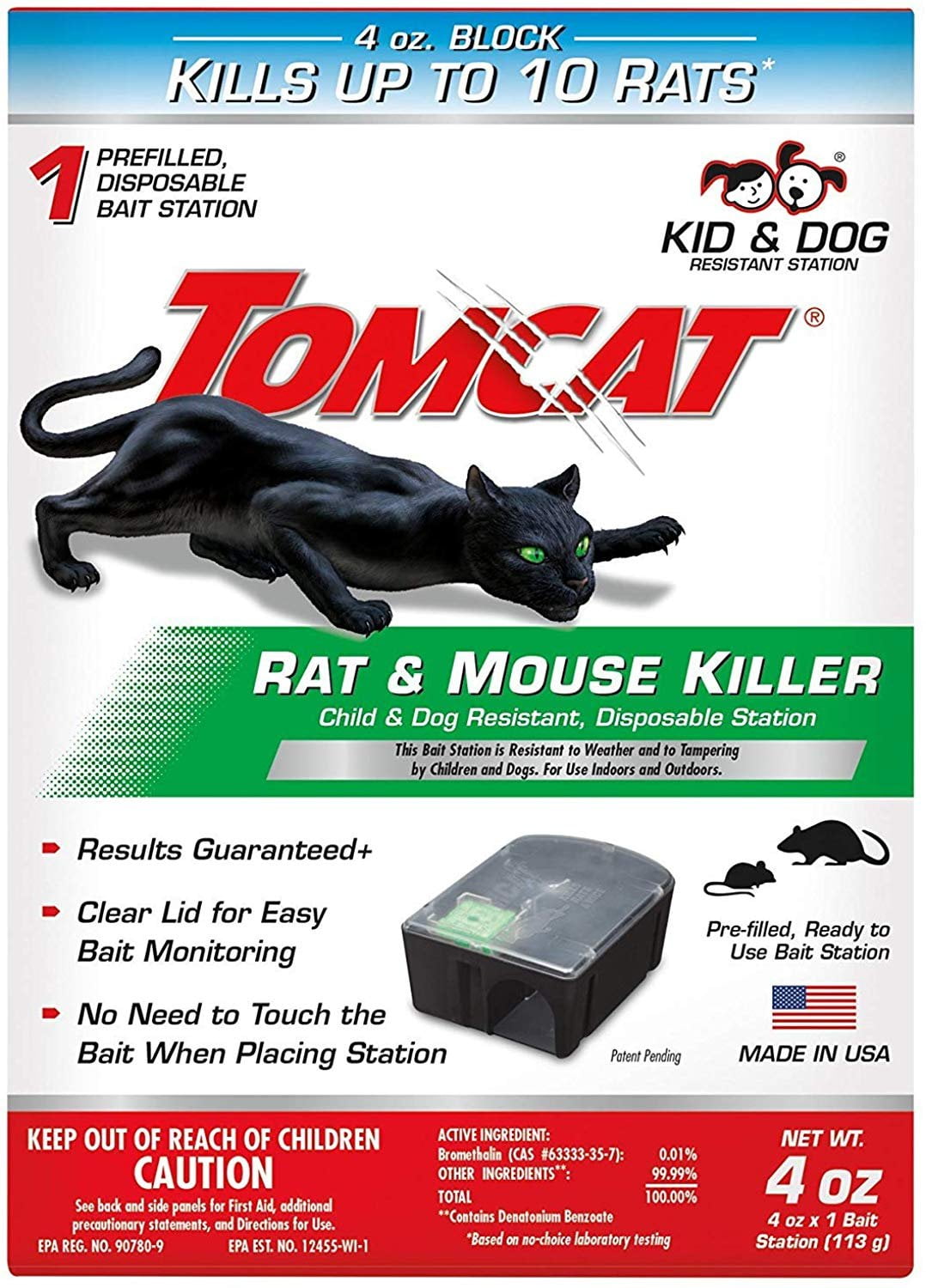 Tomcat Rat and Mouse Killer Disposable Station for Indoor/Outdoor Use - Child and Dog Resistant (1 Station) 2 Pack