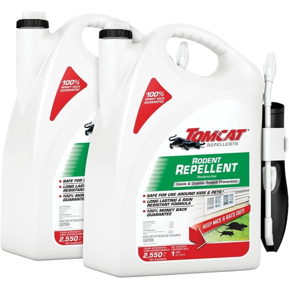 Tomcat Rodent Repellent for Indoor and Outdoor Mouse and Rat Prevention, Ready-to-Use, 1 gal. 2-Pack