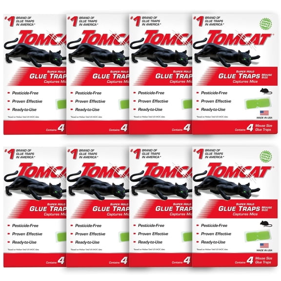 Tomcat Super Hold Glue Traps Mouse Size, 8-Pack 32 Glue Traps