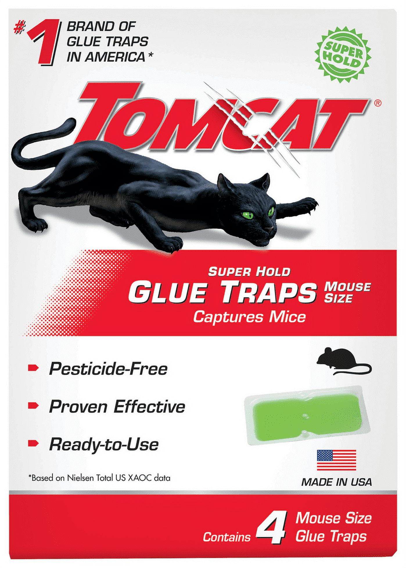 Tomcat Super Hold Glue Traps Mouse Size, Ready-To-Use, 4 Traps