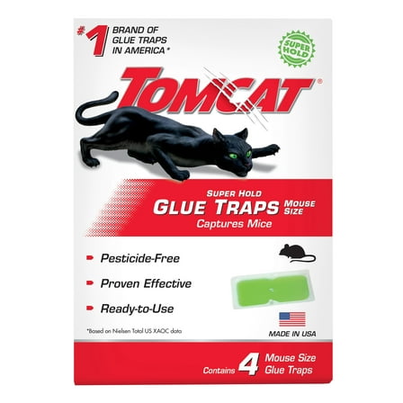 Tomcat Super Hold Glue Traps Mouse Size, Ready-To-Use, 4 Traps