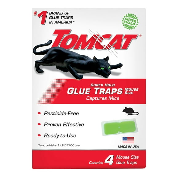 Tomcat Super Hold Glue Traps Mouse Size, Ready-To-Use, 4 Traps