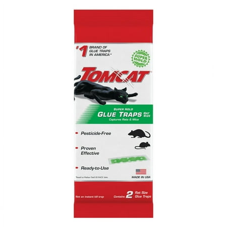 Tomcat Super Hold Glue Traps Rat Size, Ready-To-Use, 2 Traps