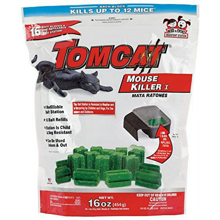 Tomcat Tier Mouse Killer I 16 Block & Bait & 1 Refillable Bait Station, 16  Oz. 