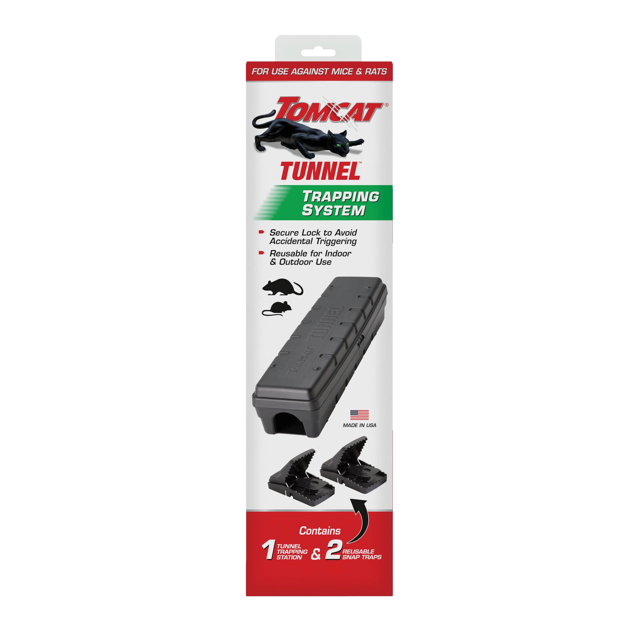Tomcat Tunnel Trapping System for Mice and Rats, Rat & Mice Traps - 1 Tunnel Station and 2 Reusable Snap Traps