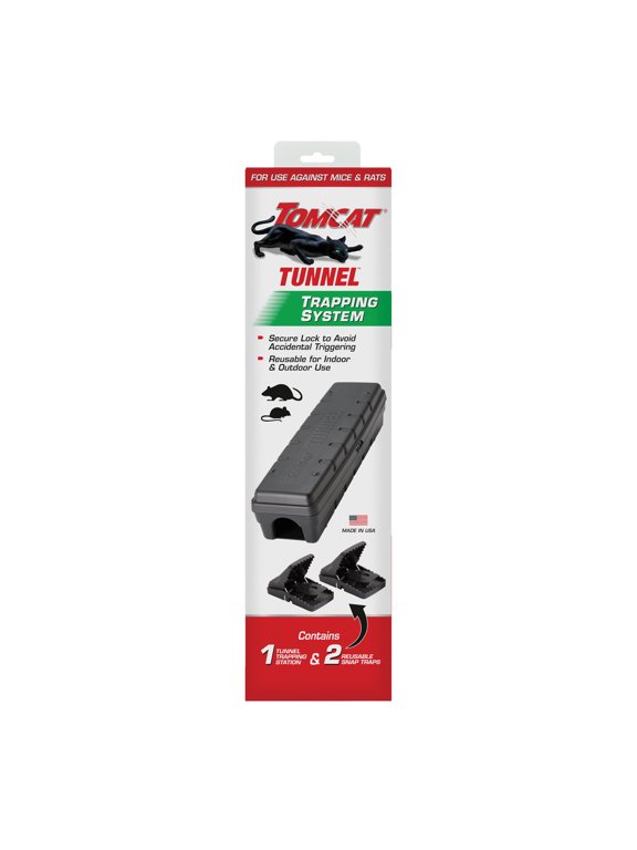Tunnel Trapping System for Mice and Rats, Rat & Mice Traps - 1 Tunnel Station and 2 Reusable Snap Traps