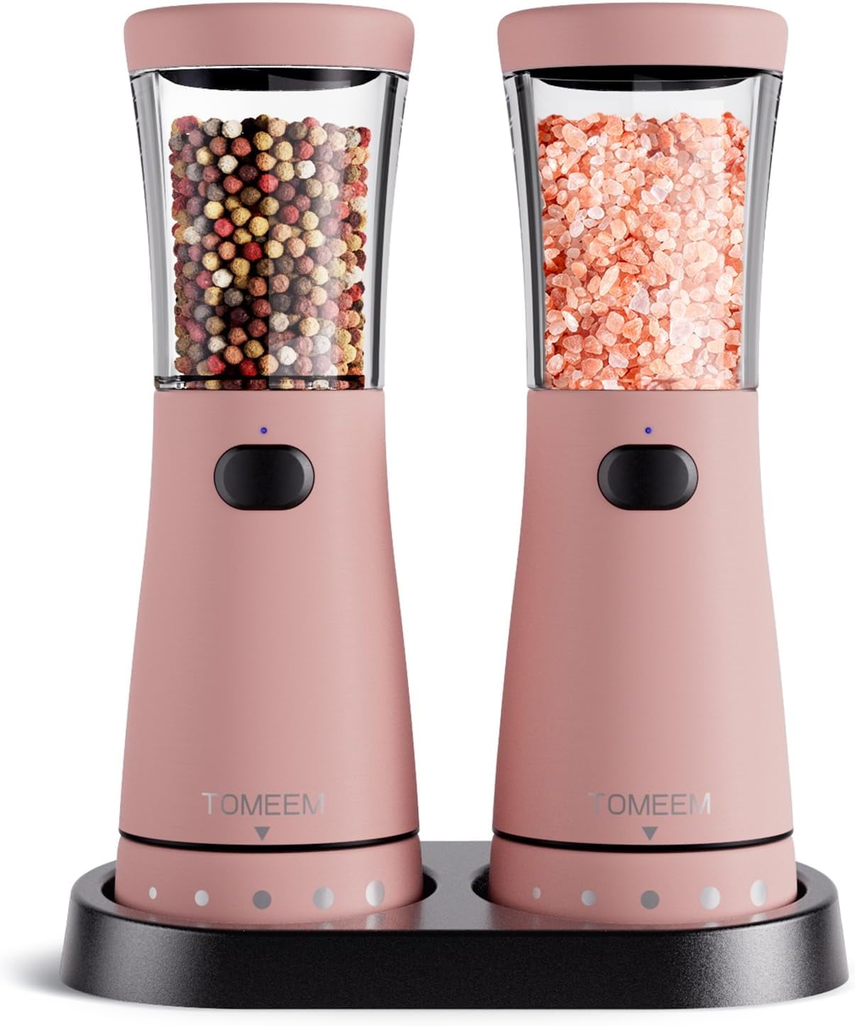 Electric Salt & Pepper Grinder Set - Rechargeable Stainless Steel Mills With LED Light & Adjustable Coarseness
