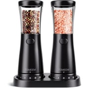 Tomeem Electric Salt and Pepper Grinder Set Stainless Steel USB Rechargeable, Adjustable Coarseness with LED Light