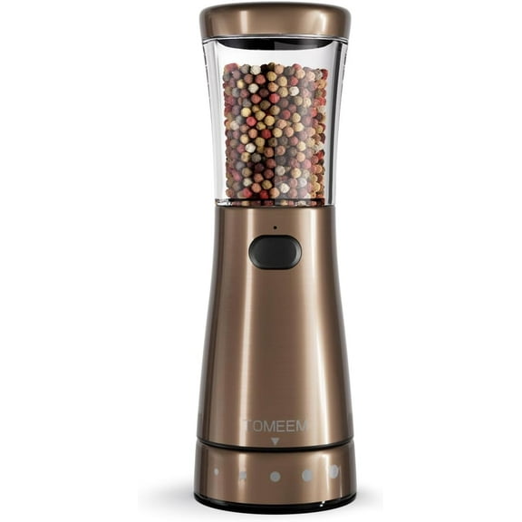 Tomeem Electric Salt and Pepper Grinder Stainless Steel USB Rechargeable, Adjustable Coarseness with LED Light