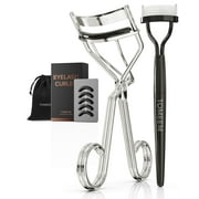 Tomeem Eyelash Curler with Comb, Natural Lash Lift with 5 Black Peplaceable Silicone Pads for All Eye Types