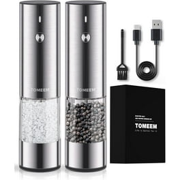  𝑵𝒆𝒘 𝑼𝒑𝒈𝒓𝒂𝒅𝒆𝒅 PwZzk Electric Salt and Pepper Grinder  Set Rechargeable USB One Hand Automatic Operation Stainless Steel Electronic  Spice Mill Shakers With Adjustable Coarseness (2 Pack): Home & Kitchen