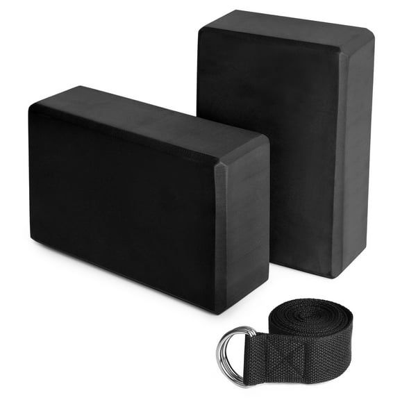 Tomfoto 2pcs EVA Yoga Blocks 1pcs Cotton Yoga Strap Stability Blocks Yoga Strap Set for Yoga Pilates Meditation