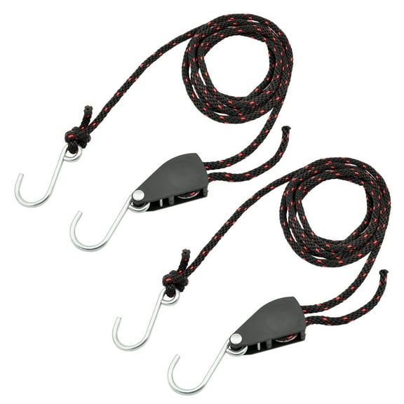 Tomfoto 2pcs Kayak Tie Down Straps Ratchet Pulley Ropes Adjustable Ropes Hanger Working Load Up to 299.8lbs for Kayak Canoe Boat