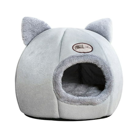 Tomfoto Tent Cave Bed for Cats/Small Dogs Self-Warming 2-in-1 Cat Tent/ Bed/Cat Hut with Removable Washable Cushion, Comfortable Sleeping Bed