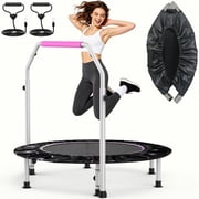 Tomile 40" Foldable Trampoline, Fitness Rebounder with Adjustable Foam Handle, Exercise Trampoline for Adults Indoor, 450 lbs Weight Capacity
