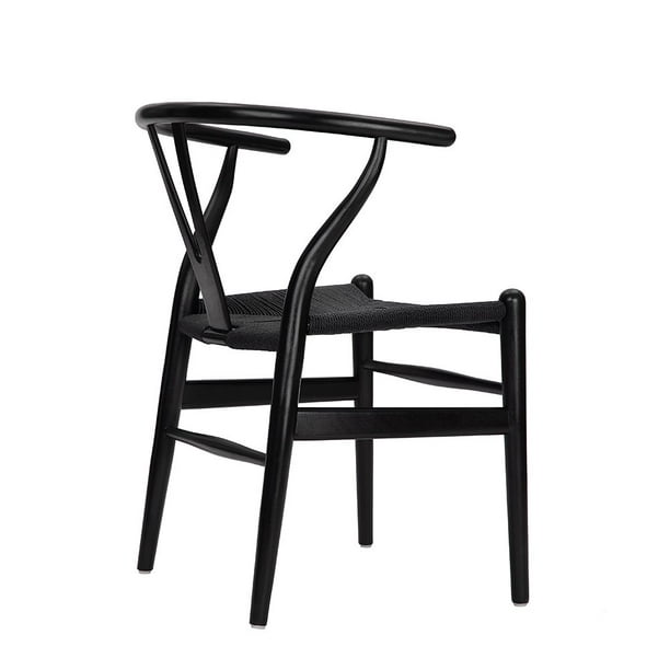 Tomile Mid Century Modern black wood wishbone dining chair, Solid Wood ...
